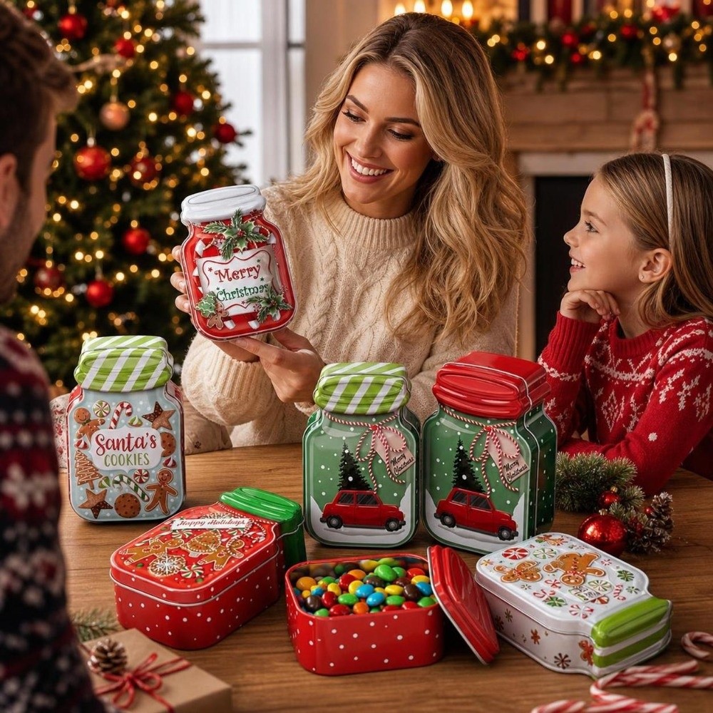 Metal Christmas Tin Box with L - Tin Container Lid review and price